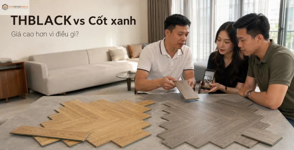 Sàn gỗ xương cá cốt đen THBLACK vì sao giá cao hơn cốt xanh